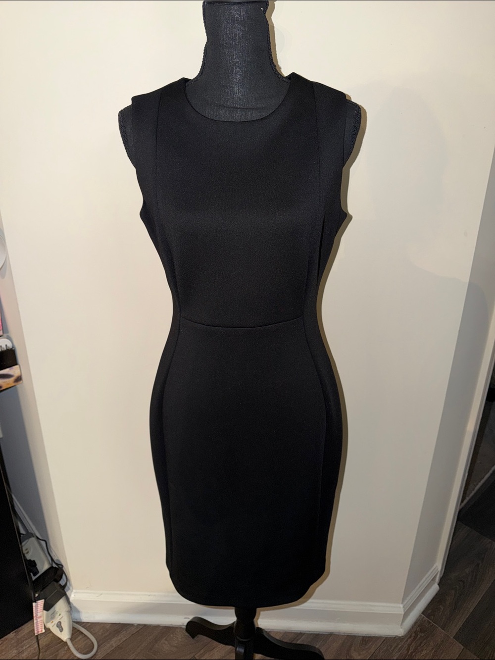Calvin Klein Black Sleeveless Midi Sheath Dress Size 8